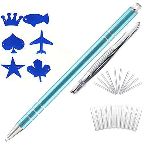 Eyebrow Hair Tattoo Razor Pen For Hair Design Art(20 Blades + 1 Tweezers + 7 Stencils) - Professional Barber Accessories Engraving Pencil Shaver Device, Magic Eye Brow Beards Styling Shaving Tool Kit