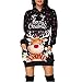 Robe de Noël à capuche avec poches et imprimé pour femme, Noir L, XXL