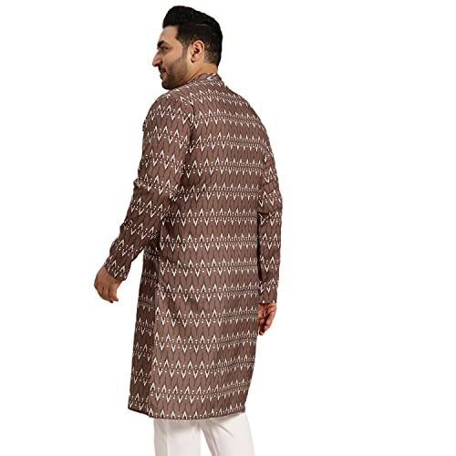 Image of SOJANYA Plus (Since 1958) Men's Cotton Linen Long Kurta | Ethnic Motif Printed for Navratri, Garba & Puja