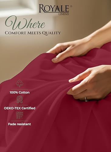 Image of Royale Linens 100% Organic Cotton King Size Flat Sheet Only - Percale Top Sheets - King Flat Sheet Sold Separately - Lightweight & Super Soft 100% Cotton Red Bed Sheets Only (105 inch x 102 inch, Red)