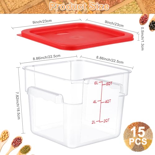 Image of Ziliny 15 Sets 6 Qt Dough Proofing Container with Lid, Red