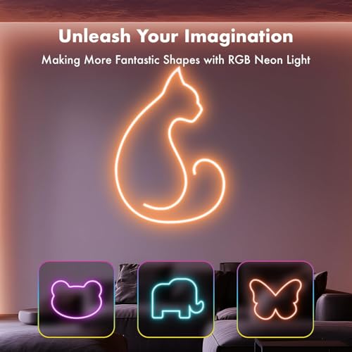 Image of Nexillumi 5 Meter Neon Light Strip - RGB Smart LED Rope Light with App & Remote, Waterproof Indoor Outdoor Neon LED Strip Light for Room Decor, Gaming, Music Sync DIY Neon Sign Board.