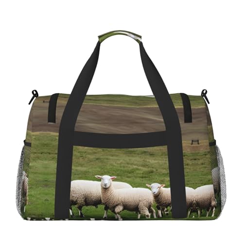 Lambs and Sheep print Large Canvas Travel Duffel Bag Weekender Bags for Women Overnight Bag Carry On Tote Bag2