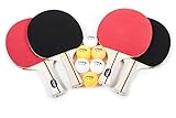 STIGA Performance 4-Player Table Tennis Racket Set with Inverted Rubber for Increased Ball Control and Added Spin