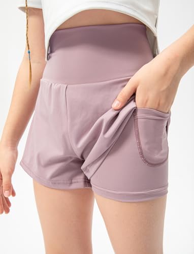 Girls Athletic Shorts 5-12 Years,Running Shorts with Liner4