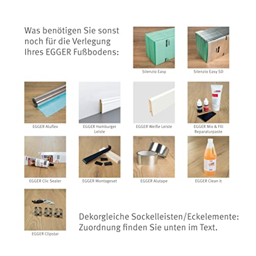 EGGER Home Laminatboden EHL046 Dunino Eiche natur (7mm, 2,494m²) | authentische Holzoptik | | Einfache Verlegung durch CLIC It! System | Praktisch & wertbeständig