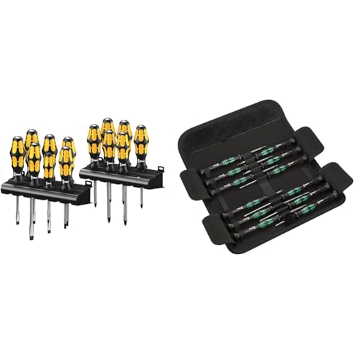 Wera 05133285001 Screwdriver Set Kraftform Big Pack 900, Silver, 13 Pieces & 73675 Kraftform Micro Precision Screwdriver Set, 12 Pieces