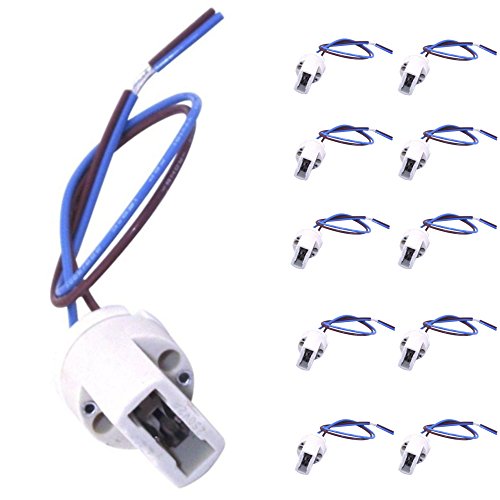 Bonlux 10-pack G9 Light Bulb Socket Ceramic Lamp Base Holder with Cable Lead