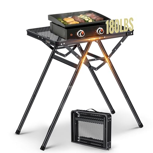 Anbte Campingtisch Grilltisch 60x40cm Metallgitter Tischplatte X-Rahmen Design mit 2 Verstellbare Höhe 24.5cm/71cm Tragfähigkeit bis zu 80kg Tragbar Klapptisch für Picknick Garten Strand (Schwarz) Anbte Campingtisch Grilltisch 60x40cm Metallgitter Tischplatte X-Rahmen Design mit 2 Verstellbare Höhe 24.5cm/71cm Tragfähigkeit bis zu 80kg Tragbar Klapptisch für Picknick Garten Strand (Schwarz)
