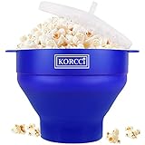 The Original Korcci Microwaveable Silicone Popcorn Popper, BPA Free Microwave Popcorn Popper, Collapsible Microwave Popcorn Maker Bowl, Dishwasher Safe - Various Colors Available (Blue)