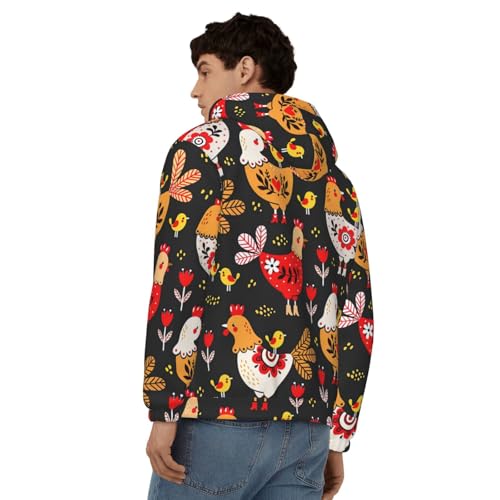 Sweat à capuche imprimé coq pour homme, pull de mi-saison confortable - 5