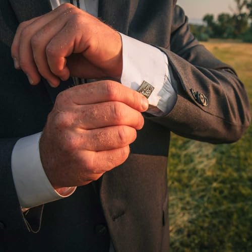 Mancuernillas clásicas grabadas estilo occidental para hombre miniatura 2