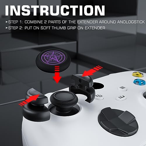 Image of NO FALLING OFF Thumbstick Extender & Silicone Grip Cover 2 Sets for Xbox Series X /S & Xbox One S /X Controller(Devil Purple)