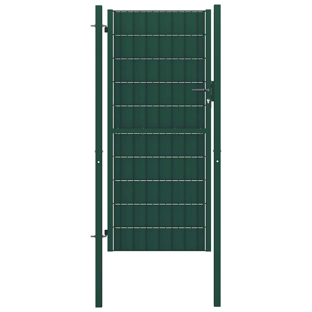 Portail de clôture en PVC et acier vert 100x164 cm avec serrure de sécurité pour maison