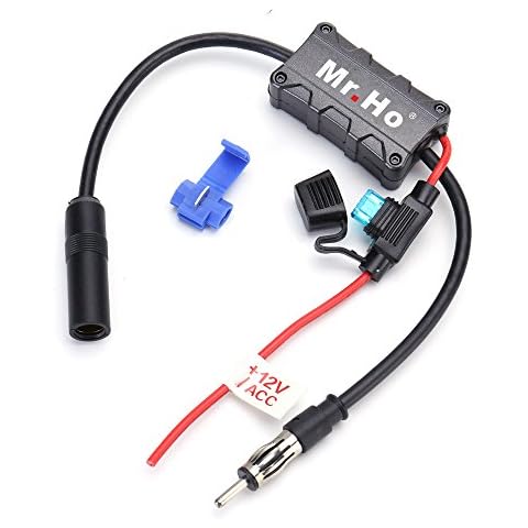 Mr. Ho Car Antenna Radio FM or AM Signal Amplifier Booster 12V for Mitsubishi Toyota Buick Audi Nissan Honda Cars Series, Black Cover