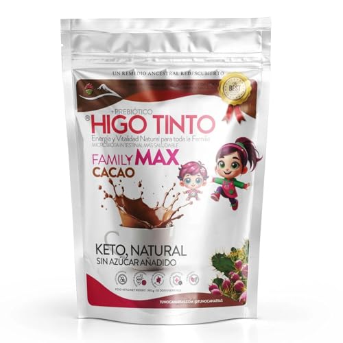 Tuno Canarias HIGO TINTO Family MAX CACAO – Creamer Prebiótico con Cacao Natural, Fibra y TCM – Sin Azúcar, Apto para Toda la Familia – 300g para Digestión Ligera