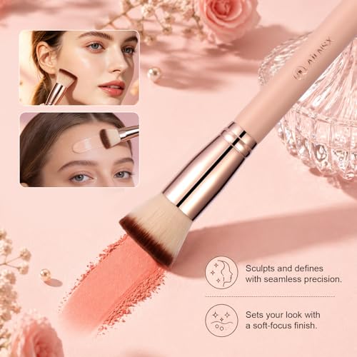 Image of Flat Top Kabuki Foundation Brush, Soft Dense Makeup Brush for Liquid, Cream and Powder, Face Blending Brush for Foundation, Blush, Bronzer, Concealer and Contour