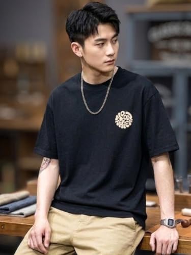 Image of SMOWKLY Men's T Shirt | Round Neck Half Sleeve Casual T Shirt for Men | Regular Fit Solid Graphic Tee | Breathable Summer Tees | Stylish Comfortable Streetwear Fashion for Men