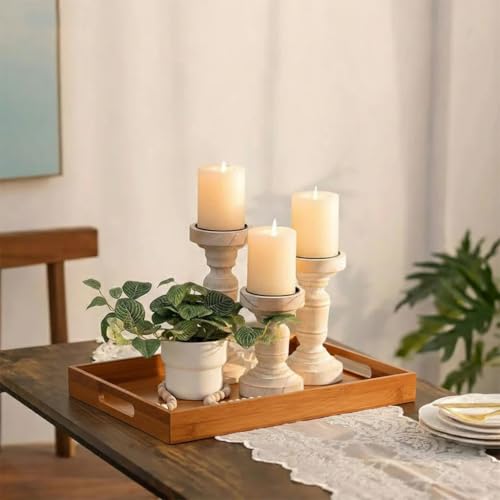 Bambus Tablett mit Rand 40×28 cm – Serviertablett aus natürlichem Bambus, Dekotablett für Küche, Wohnzimmer & Bad, rechteckig, Dunkelbraun 1 Stück