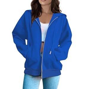 Hoodies for Women Long Sleeve Fall Fashion 2024 Oversized Zip Up Sweatshirts Solid Light Hoodie Jacket with Pockets