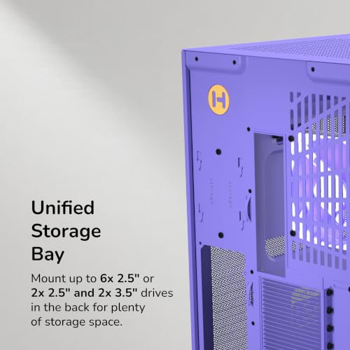 Image of HYTE Y50 RGB Essential Aesthetic Gaming PC Case - 4 aRGB Fans (1x 120mm + 1x 360mm Reverse) - Dual Chamber ATX Desktop Chassis - Rear Connect Motherboard Compatible - Taro Milk (Purple)