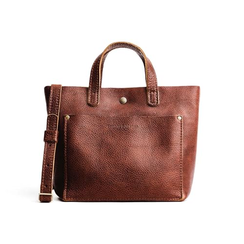 Portland Leather Goods Mini Snap Crossbody Tote Bag for Women – Handmade, Snap Closure, Durable & Unlined – Outside Pocket