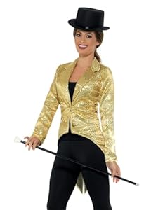 Smiffys Sequin Tailcoat Jacket, Ladies, Gold Halloween und Karneval