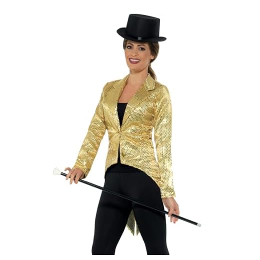 Smiffys Sequin Tailcoat Jacket, Ladies, Gold Halloween und Karneval