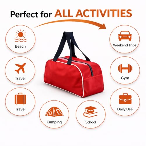 Image of Primrose 25L Travel Duffel Bag, 18 Inch Lightweight Gym and Weekend Bag for Men and Women, Red