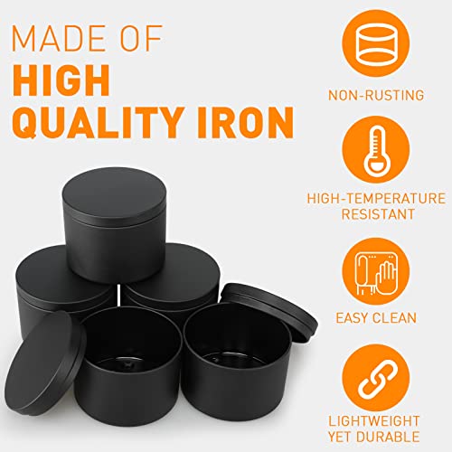Black Candle Tins 8 Oz, 24 Pcs Matte Black Candle Jar With Lids, Empty Metal Candle Container Round Candle Mold Vessel Supplies For Candle Making, Storage, Christmas Candle Gifts #TOP2