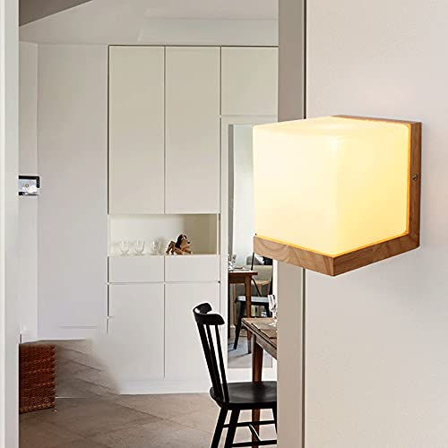 Aplique de pared de candelabro de madera y lámpara de noche de vidrio 7