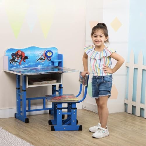 Image of MY LITTLE TOWN Kids Study Table and Chair Set (Blue) | 4-15 Years | Adjustable Height| Strong and Ergonomic |