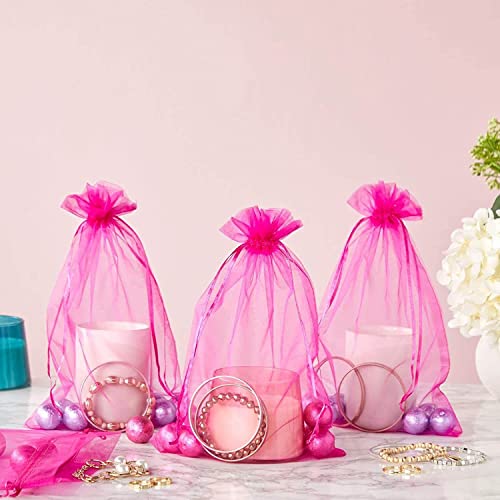 Image of Dealglad 50pcs Drawstring Organza Jewelry Candy Pouch Christmas Wedding Party Favor Gift Bags (5x7 inch, Rose)