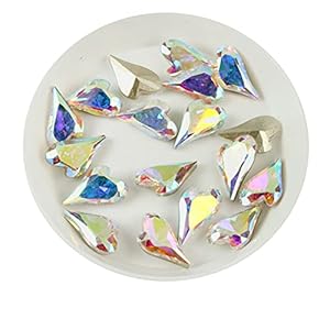 Home Collections 30/100Pcs 3D Nail Art Rhinestones Pointed Bottom Glass Stone Crystal Big Heart Shape Nail Decoration Tool Nail (Color : Ab, Size : 10x15mm/0.39 * 0.59in 100Pcs)