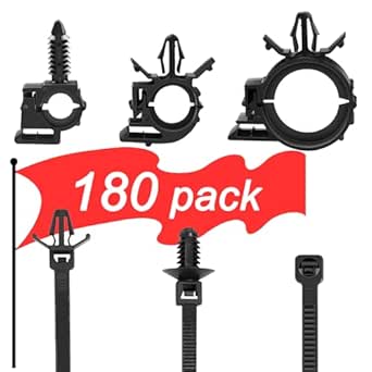 Amazon.com: 180Pcs Wire Loom Clips for Car Push Mount Zip Ties Assorted ...