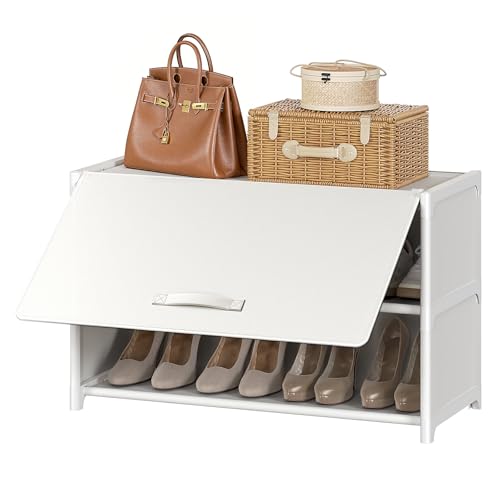 UNITSTAGE Shoe Rack, 3 Tier Shoe Storage Cabinet with Door