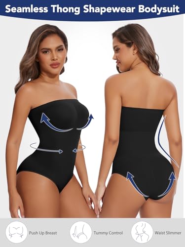 SHAPERIN Strapless Shapewear Women Tummy Control Bodysuit Seamless One Piece Body Suit Shaper Tube Tops Sexy Leotard3