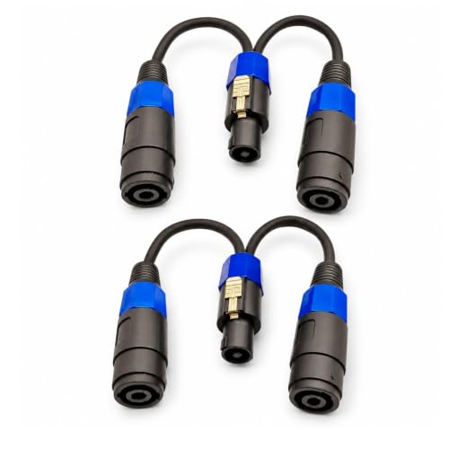 KOOKFJLLZ Speakon Splitter Cable 2-Pack, 1 Male to 2 Female NL2 Y-Cable, Oxygen-Free Copper...