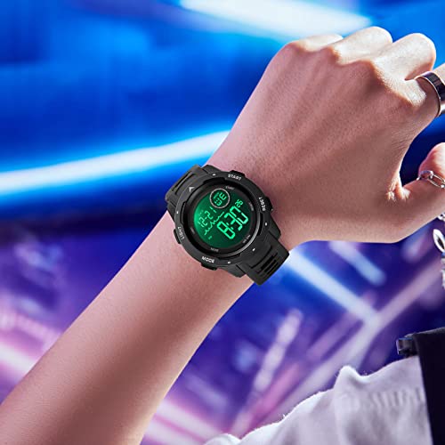 findtime Red Mens Digital Sports Watch for Women, Reloj para Hombre Tactical Military 5ATM Waterproof Watches for Men with LED Back Ligh/Alarm/Date/12/24H Stopwatch Outdoor Unisex4