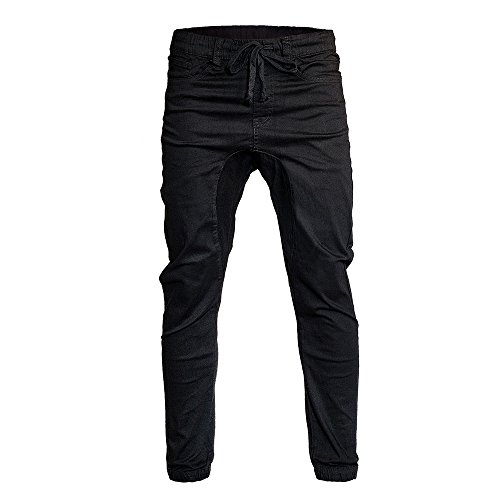 Minimal Clothing Men's Trendy Harem Twill Slim Fit Jogger Pants, Dc-black, Medium