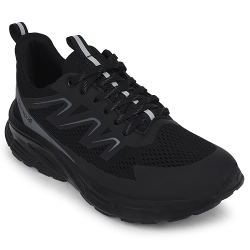 Image of Liberty Leap7x MEKSHAW-1E Lacing Sports Running Shoes for Men - Black & Blue | Comfortable and Durable Lace-Up Closure - Suitable for Lacing Walking, Gym, Jogging Shoes for Gents - Cushioned Footbed
