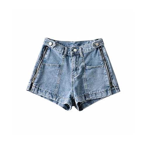 Shorts denim taille haute à zip latéral effet grand et mince