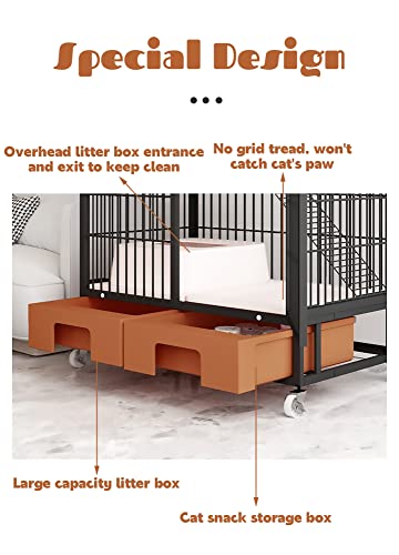 Cage de jeu pour chat avec bac à litière et coffre maison de rangement - 3