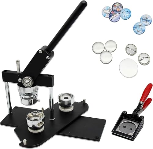 ChiButtons Kit 37 mm (1,5 Zoll) Pro Badge Machine Button Maker-B400 + Form + 200 Teile + Handling Cutter metrisches System (schwarz)