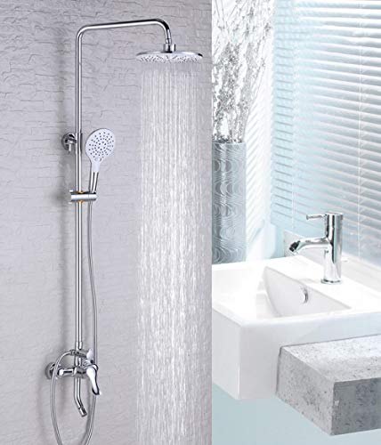 Badezimmer Duschsystem Runden An Der Wand Montiert Duschset MessingköRper Keramikventil Dusche Wasserhahn DuschsäUle Duschkopf Hand Dusche