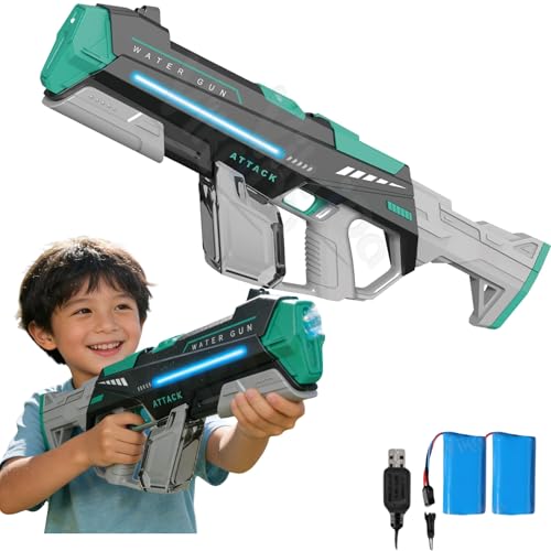 Image of VikriDA 2 in 1 (Manual /Automatic) Electric Water Blaster Gun for Holi, Auto Suction Water| Free Extra Battery| Water Guns for Adults, Automatic Water Gun with Lights & 32Ft Range - Multicolor