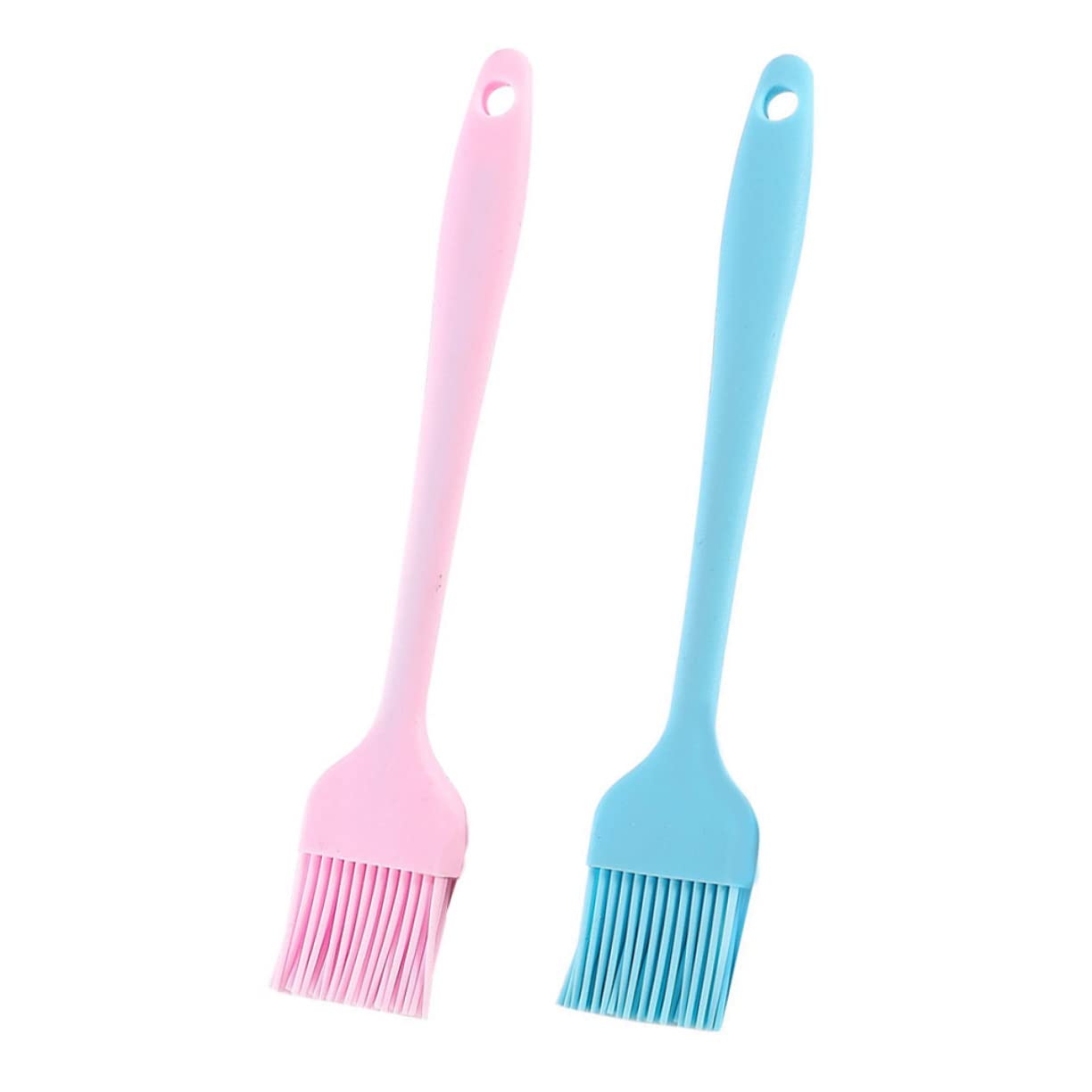 VANZACK 2Pcs Silicone Bbq Oil Brush Kitchenware for Basting Easy to Clean Pink and Blue for Grilling and Baking