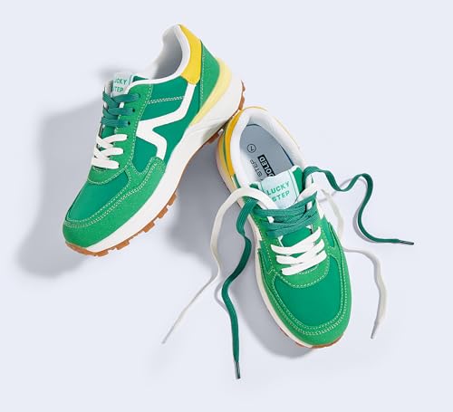 Image of LUCKY STEP Women's Retro Fashion Casual Sneakers Colorblock Platform Classic Trendy Trainning Anti-Slip Tennis Travel Walking Shoes