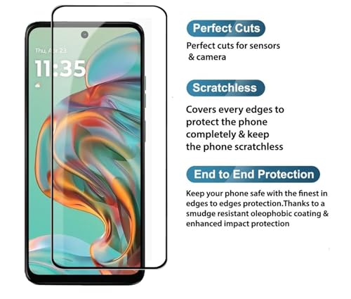 Image of HD Tempered Glass Screen Protector Compatible for Moto G45 5G, Moto G34 5G with Edge to Edge coverage and Easy Installation kit
