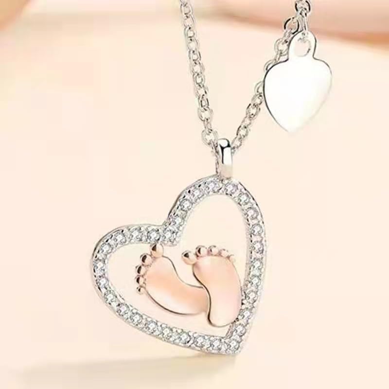 IPINK Baby Feet Heart Necklace Gift Set - To My Mommy, Pregnancy Gifts for First Time Moms - Image 2